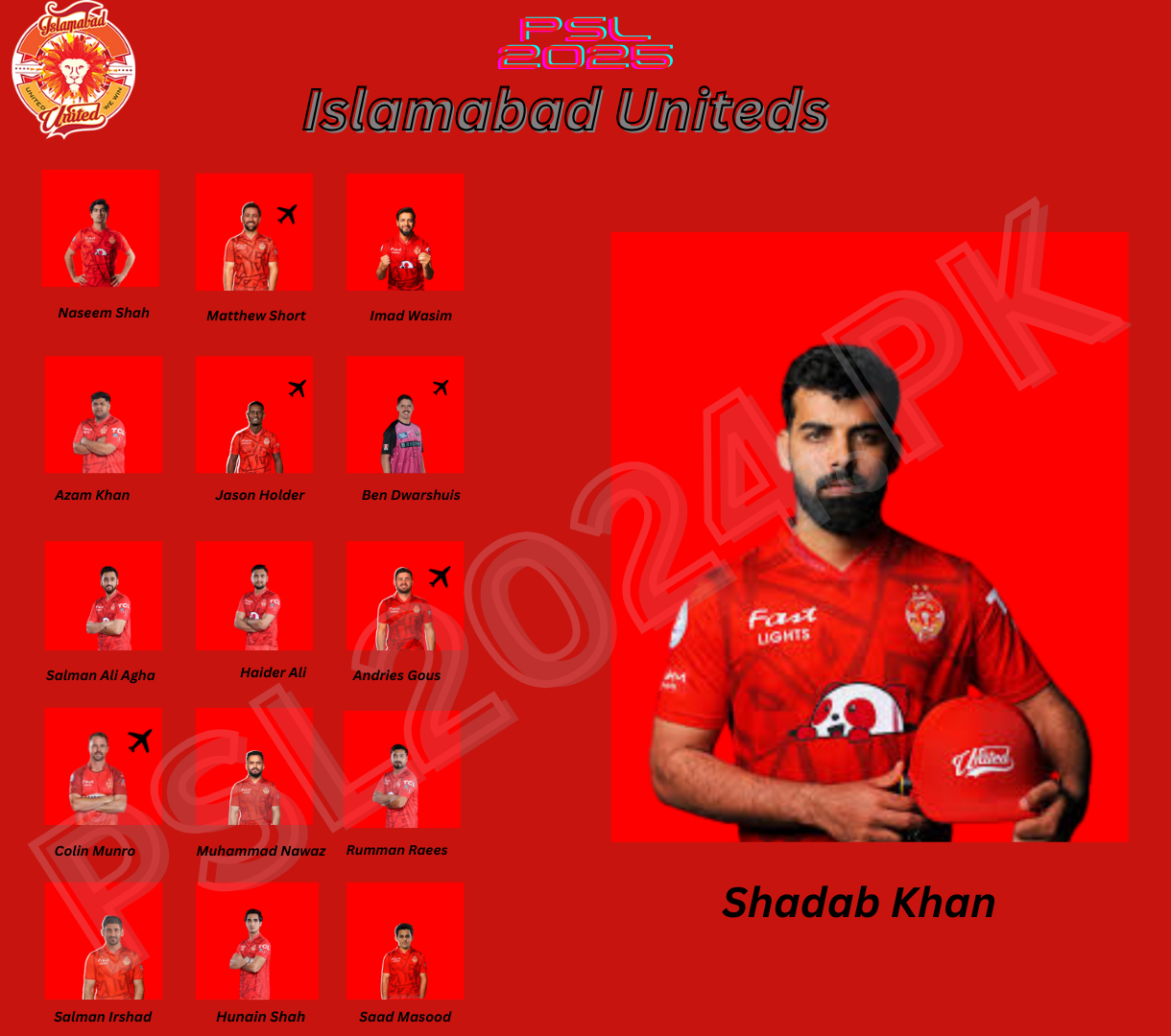 Islamabad United Squad 2025
