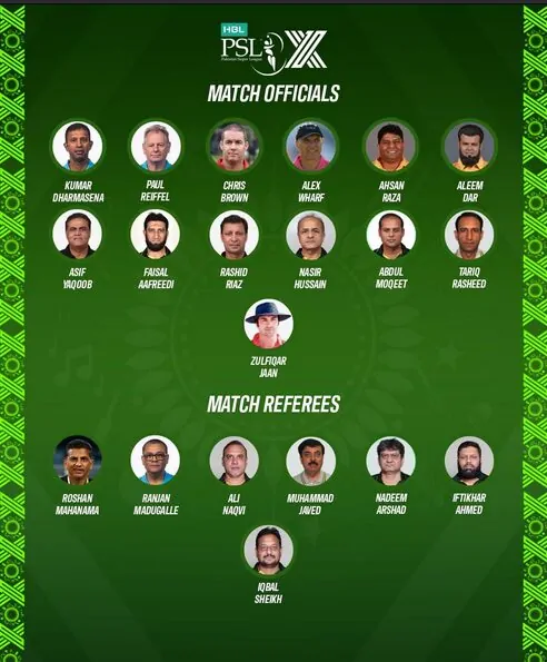 HBL PSL 2025 Officials & Umpires
